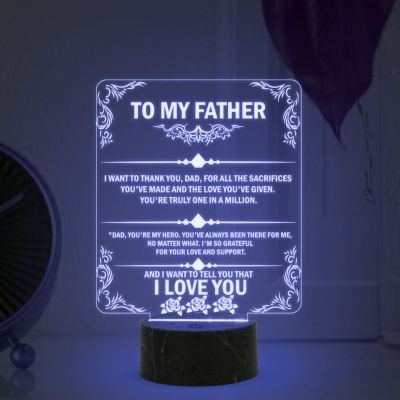 To my Father Acrylic English Quote Led Night Lamp with Automatic Color Changing Light Birthday Gift for Dad